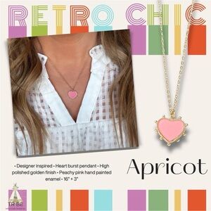 Park Lane Apricot Heart Pendant Necklace - Pink and Gold